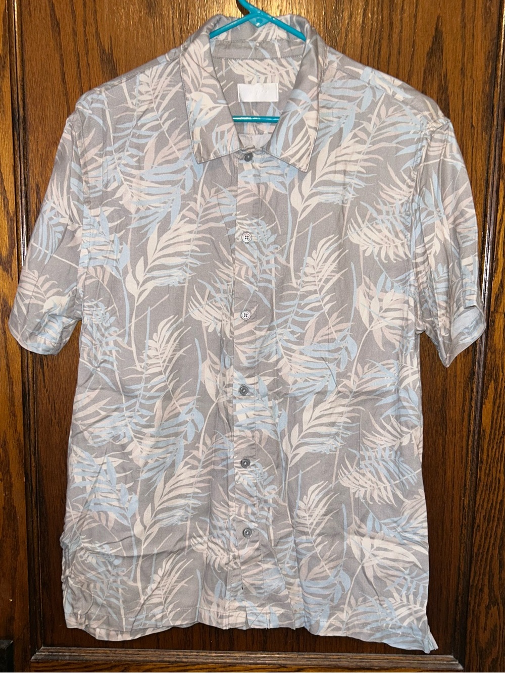Mens 7 For All Mankind palm print camp shirt medium